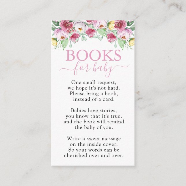 Bokar för Baby Rosa Baby Shower Tilläggskort (Framsida)