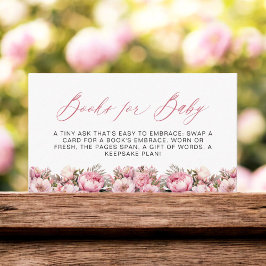 Bokar för Baby Rosa Blommigt Peony Baby Shower Tilläggskort