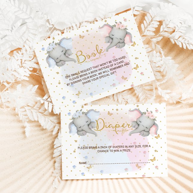 Bokar för Baby Rosa Blue Blommigt Elephant Tilläggskort (Skapare uppladdad)