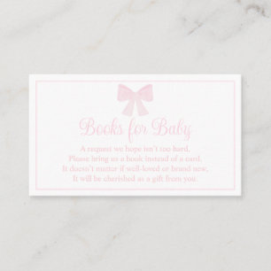Bokar för Baby Rosa Bow Preppy Baby Shower Visitkort