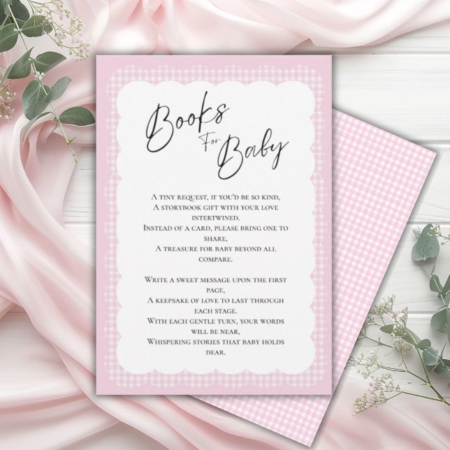 Bokar för Baby Rosa Gingham-visitkort Tilläggskort (Skapare uppladdad)