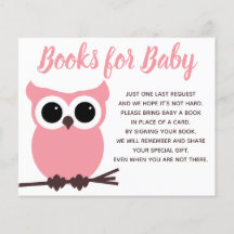 Bokar för Baby Rosa Uggla Baby Shower infogning fö