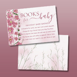 Bokar for Baby Shower Girl Rosa Blommigt Tilläggskort