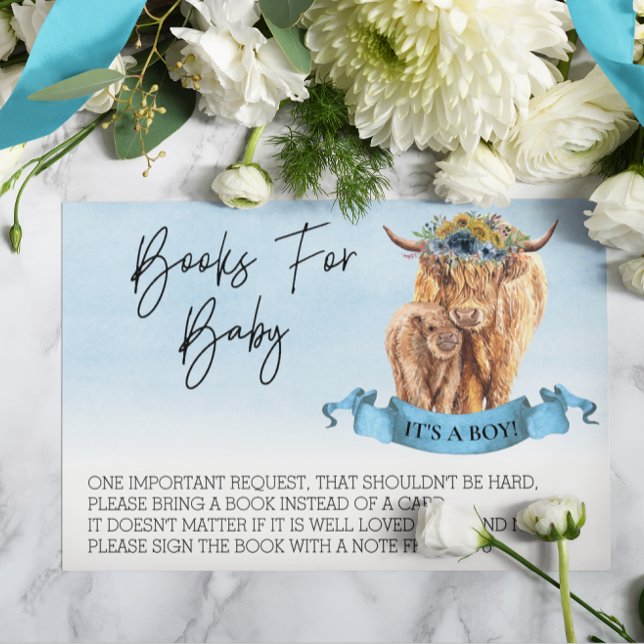 Bokar för Baby Shower Highland Cow Boy Calf Tilläggskort (Skapare uppladdad)