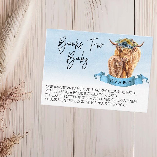 Bokar för Baby Shower Highland Cow Boy Calf Visitkort (Skapare uppladdad)