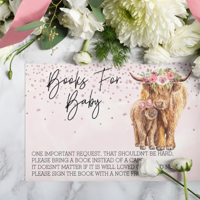 Bokar for Baby Shower Highland Cow Rosa Calf Tilläggskort (Skapare uppladdad)