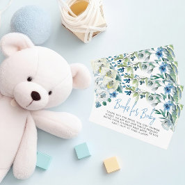 Bokar för Baby Shower Vacker Blue Blommigt Tilläggskort