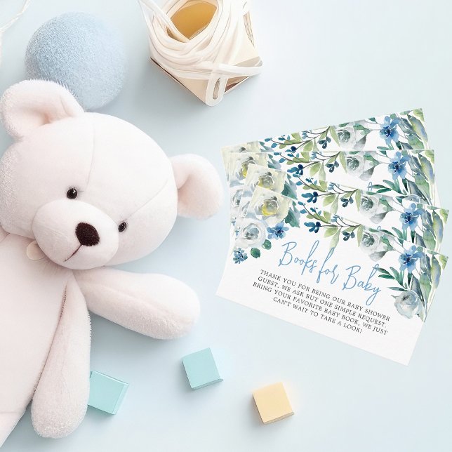 Bokar för Baby Shower Vacker Blue Blommigt Tilläggskort (Skapare uppladdad)