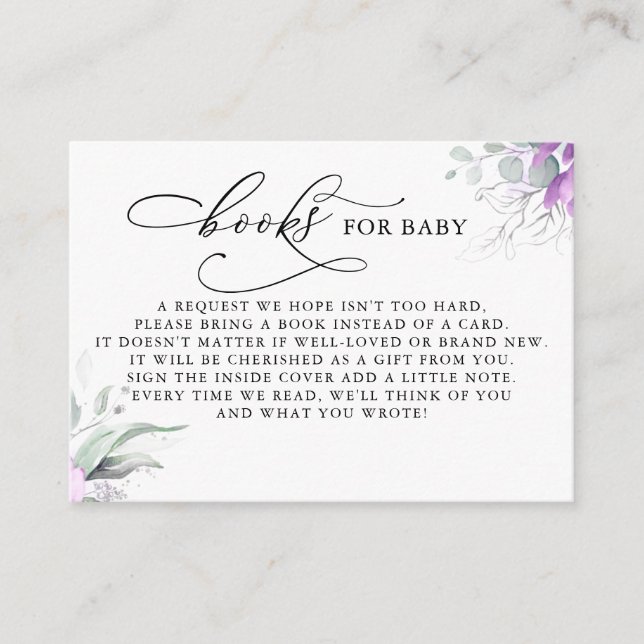 Bokar för Baby Silver Greenery Request Card Tilläggskort (Framsida)