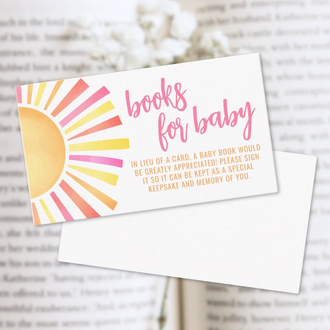 Bokar för Baby Solskine Rosa Sol Baby Shower Tilläggskort (Books For Baby Sunshine Pink Sun Baby Shower Enclosure Card)