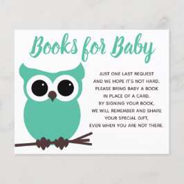 Bokar för Baby Teal Uggla Baby Shower Inbjudan Inf