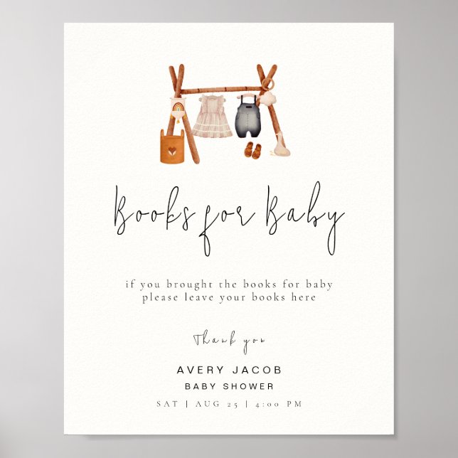 Bokar för Baby-tecken | Boho Clothes Baby Shower Poster (Framsidan)