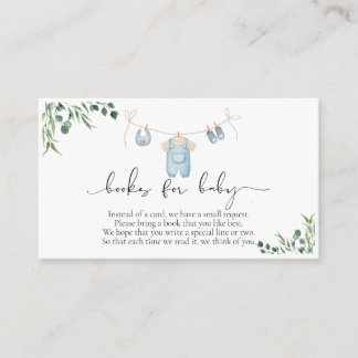Bokar för Baby Tvätt Blue Greenery Baby Shower Tilläggskort