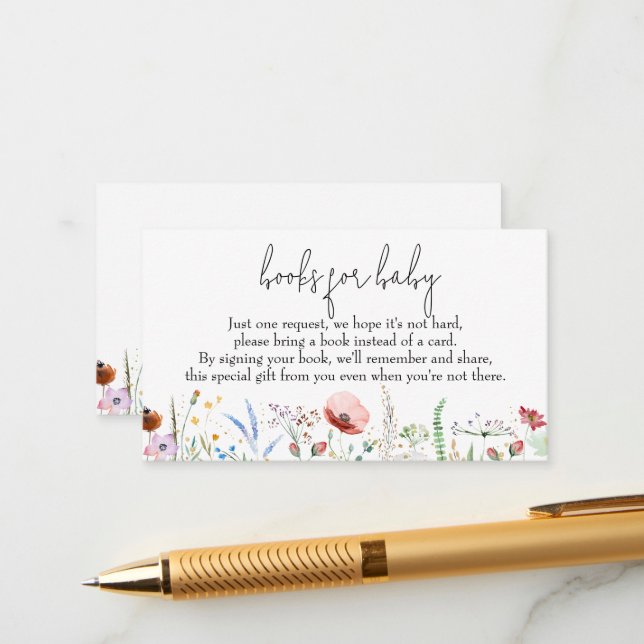 Bokar för Baby WildblomBaby Shower Tilläggskort (Fram/Back In Situ)