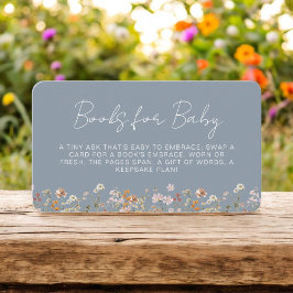Bokar för Baby Wildblomma Dusty Blue Baby Shower Tilläggskort