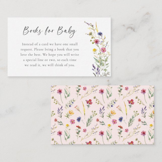 Bokar för Baby Wildblommes Blommigt Baby Shower Tilläggskort (Fram/baksida)