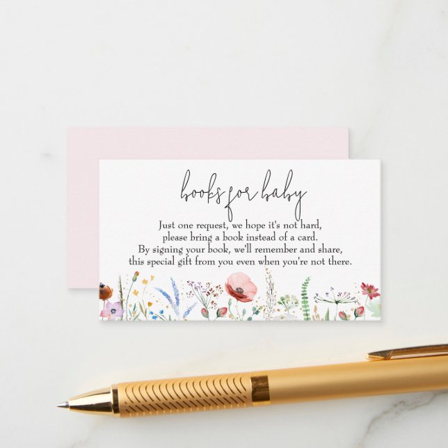 Bokar för Baby WildblommGirl Baby Shower Tilläggskort (Fram/Back In Situ)