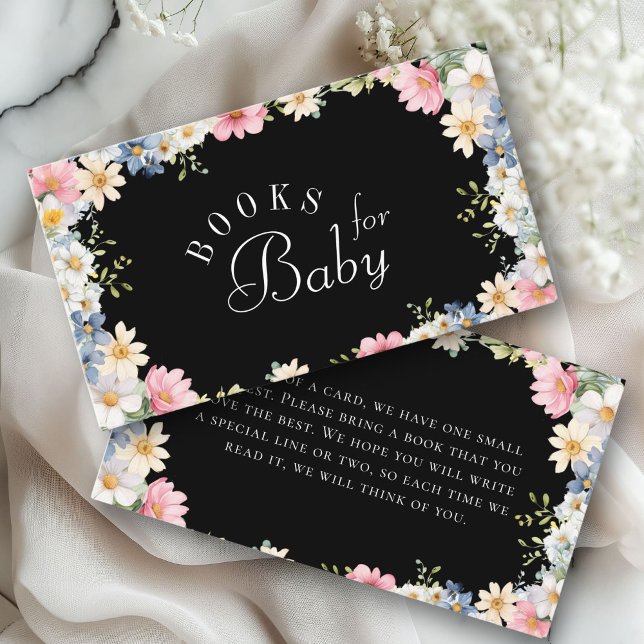 Bokar för Baby! Wildblomsterbabyskor Tilläggskort (Books for Baby! Wildflower Baby Shower Enclosure Card. For Baby Girl & Baby Boy.)
