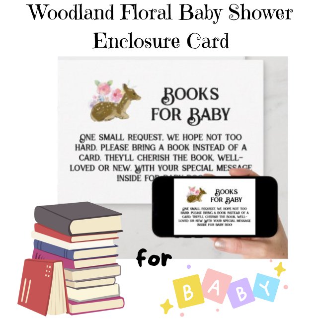 Bokar för Baby Woodland Blommigt Baby Shower Card Inbjudningar (Printed & Downloadable Options Available)