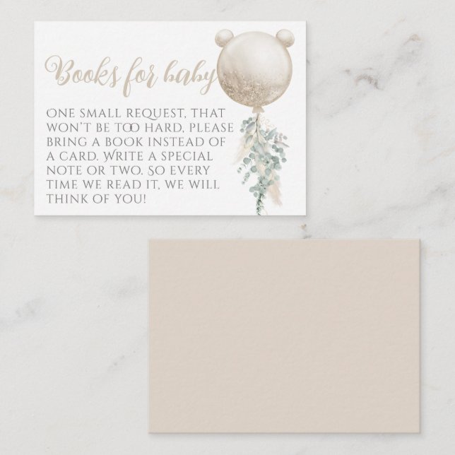 Bokar för babybabyskor i ballongen tilläggskort (Fram/baksida)