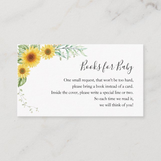 Bokar för babybolls solblommeskort tilläggskort (Framsida)