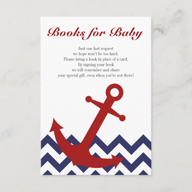 Bokar för begäran om Baby Nautical Baby Shower Bok Tilläggskort (Framsida)