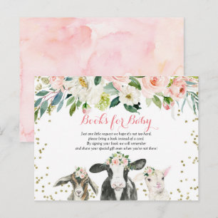 Bokar för Farm Animal Blommigt Girl for Baby Card Inbjudan Vykort