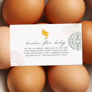 Bokar for Flicka Chick Baby Shower Bok Request Tilläggskort