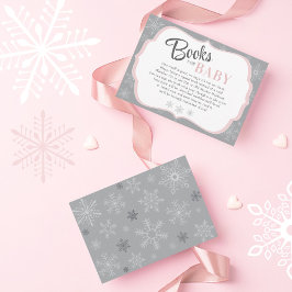 Bokar för Flicka Rosa & Grått Snowflake Winter Tilläggskort