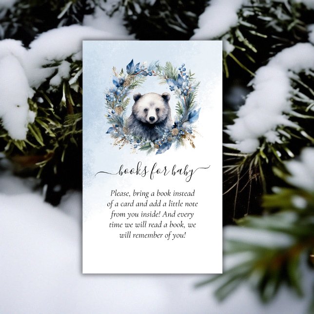 Bokar för handburna babyskor för Baby Tilläggskort (Winter Bear Baby Shower Books for Baby Enclosure Card)