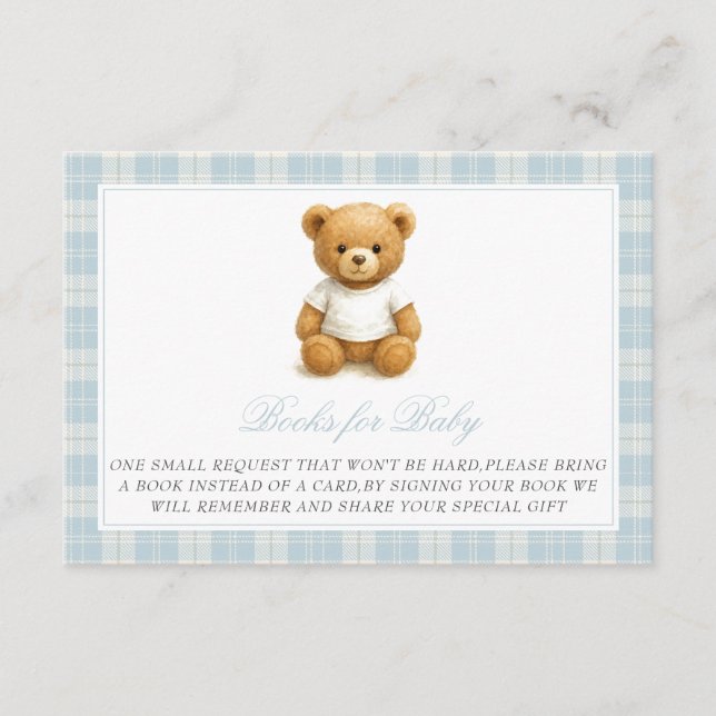 Bokar för Preppy Bear Baby Shower för Baby Tilläggskort (Framsida)
