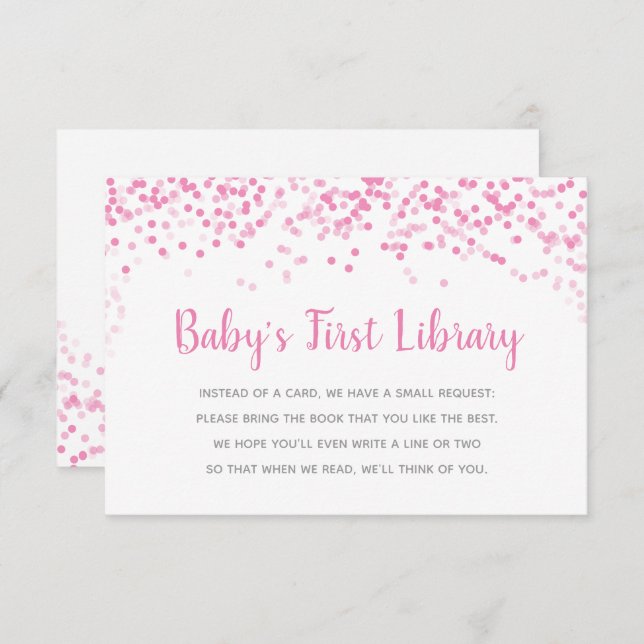 Bokar för Rosa för babyskor med konfetti-skanner Inbjudningar (Fram/baksida)