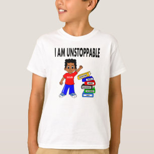 Bokar för tecknadafrikansk amerikanpojke ilar t shirt