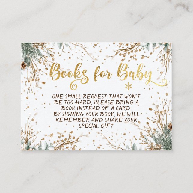 Bokar för Vinter Snöflingor Baby Shower för Baby Tilläggskort (Framsida)
