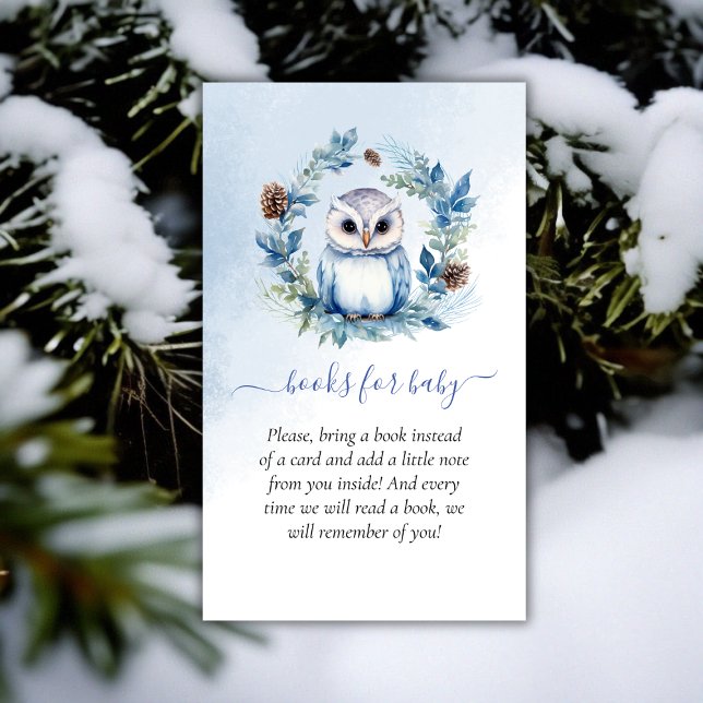 Bokar för Vinter Uggla Baby Shower för Baby Tilläggskort (Winter Owl Baby Shower Books for Baby Enclosure Card)