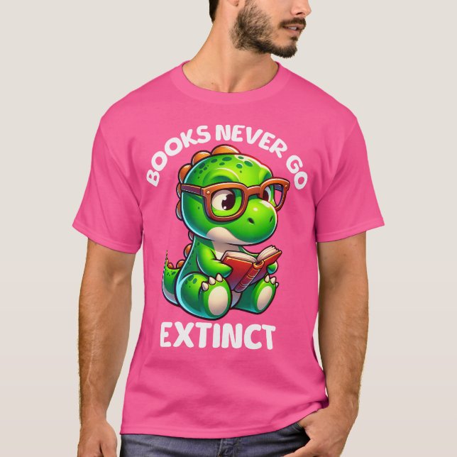 Bokar går aldrig och Utdödar Lättläst Dinosaur Bok T Shirt (Framsida)