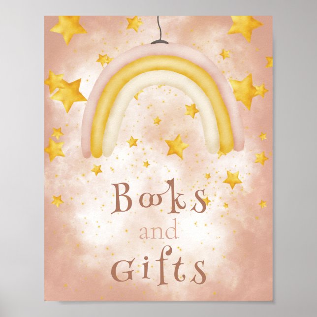Bokar & Gifts Boho-rainbow guld stjärnornas magisk Poster (Framsidan)