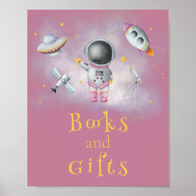 Bokar & Gifts Space Astronaut-flickans raketstjärn Poster (Framsidan)