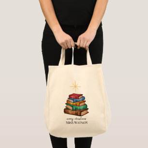 Bokar Julgran Lärare Personlig Tote Bag Tygkasse