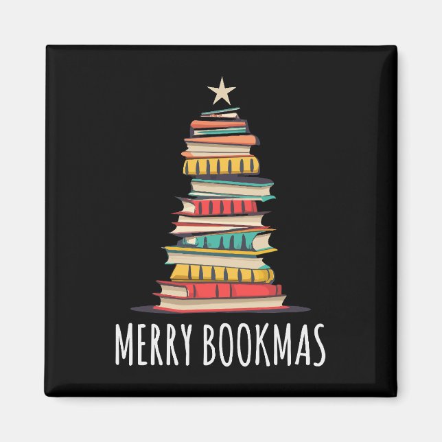 Bokar Julgran Merry Bookmas Magnet (Framsidan)
