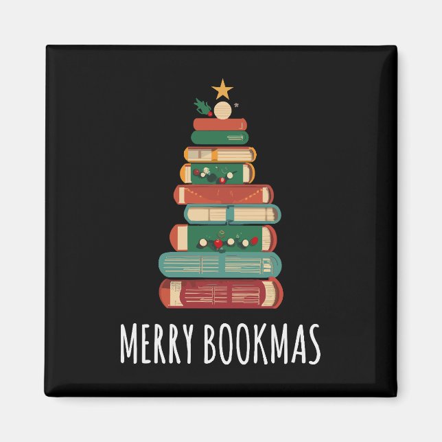Bokar Julgran Merry Bookmas Magnet (Framsidan)