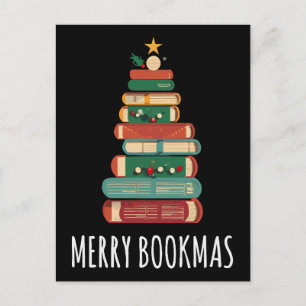 Bokar Julgran Merry Bookmas Vykort