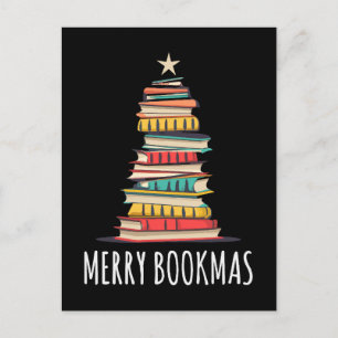 Bokar Julgran Merry Bookmas Vykort