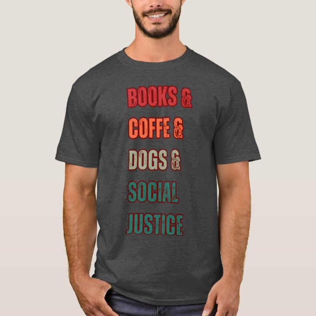 BOKAR KAFFE HUNDAR retro T Shirt (Framsida)