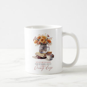 Bokar, kaffe och regndagar kaffemugg