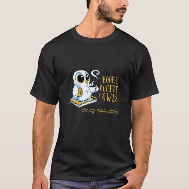 bokar-kaffet uggla läst t shirt (Framsida)