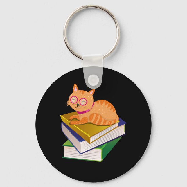 Bokar - Katt- och Bokar-Älskare-gåva från Bok Nyckelring (Framsida)