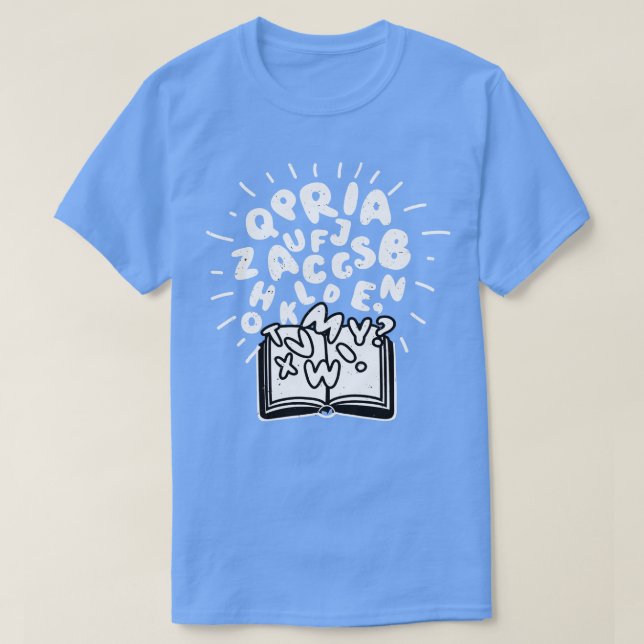 Bokar Läsande alfabet Bok Älskare T Shirt (Design framsida)