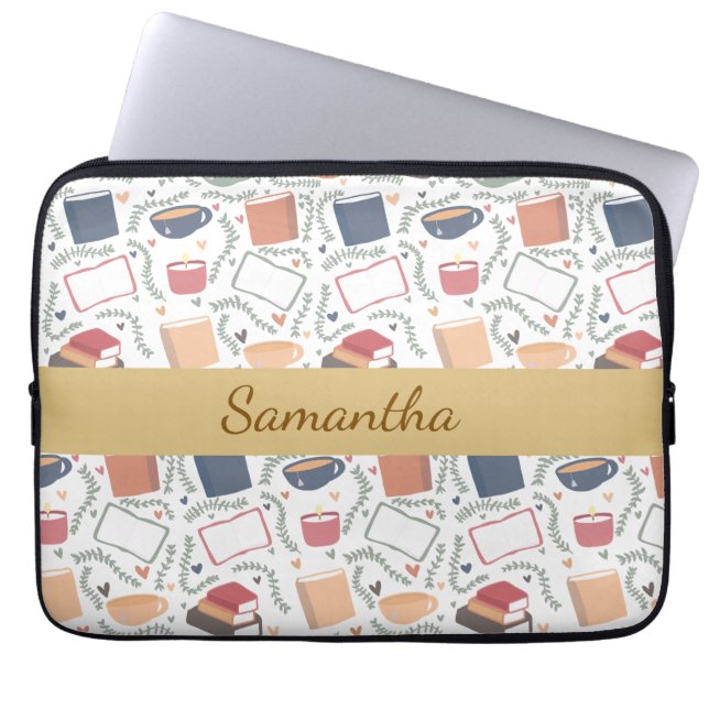 Bokar, ljus och te laptop fodral (Framsidan)