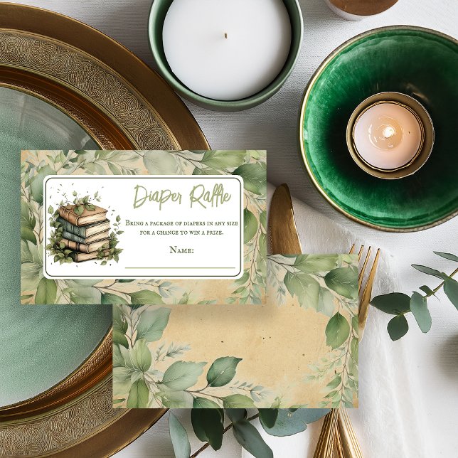 Bokar Löv Nästa kapitel Diaper Raffle Tilläggskort (Vintage Elegance Books Leaves Baby Shower Diaper Raffle- "Our Next Chapter Begins . . ." Collection )